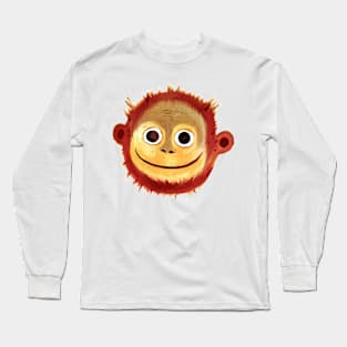 Monkey Face hand Drawn Long Sleeve T-Shirt